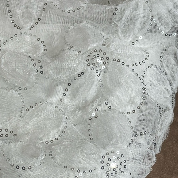 SooLinen Casual White Sequined Flower Skirt playful - Picture 4 of 5